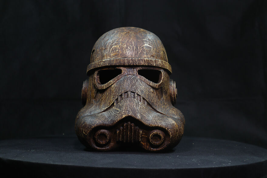 Wooden Imperial Stormtrooper Helmet. Wood Carving