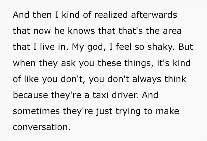 Woman Shared ‘Scary’ Experience With A Taxi Driver To Try To Prevent It From Happening To Others Woman Shared ‘Scary’ Experience With A Taxi Driver To Try To Prevent It From Happening To Others