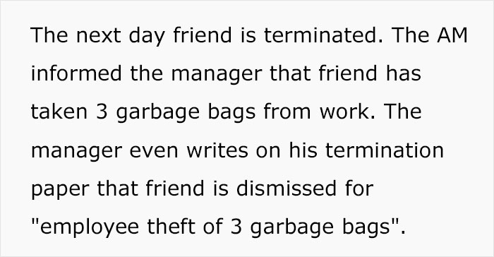 Guy Tells Story Of Friend Taking 3 Trash Bags From Work And Getting Fired, Now People Are Sharing Similar Stories
