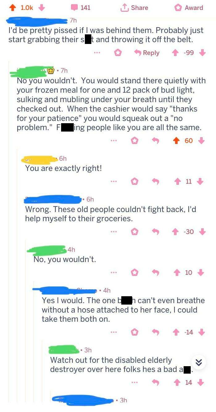 Comment On A Post About An Old Couple Having To Slowly Put Back Potatoes One At A Time At A Grocery Store Until The Price Was Low Enough Because They Are Poor