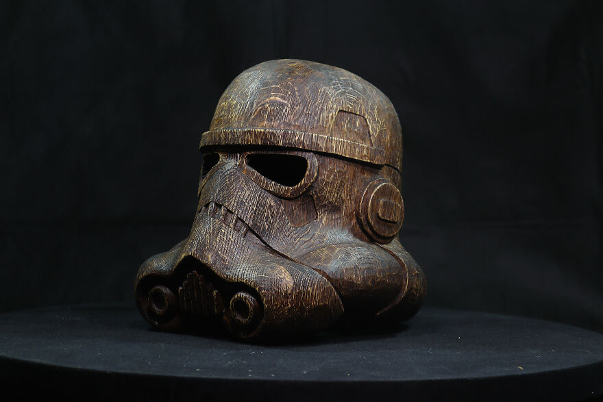 Wooden Imperial Stormtrooper Helmet. Wood Carving