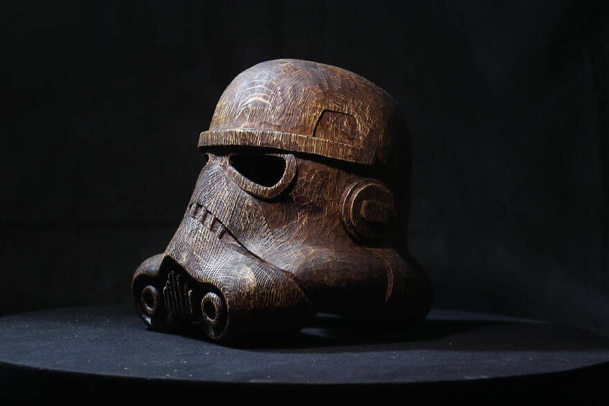 Wooden Imperial Stormtrooper Helmet. Wood Carving