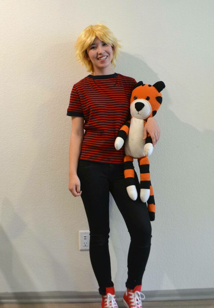 It Was Kind Of Last Minute, But For Halloween I Made A Stuffed Hobbes To Go With My Costume