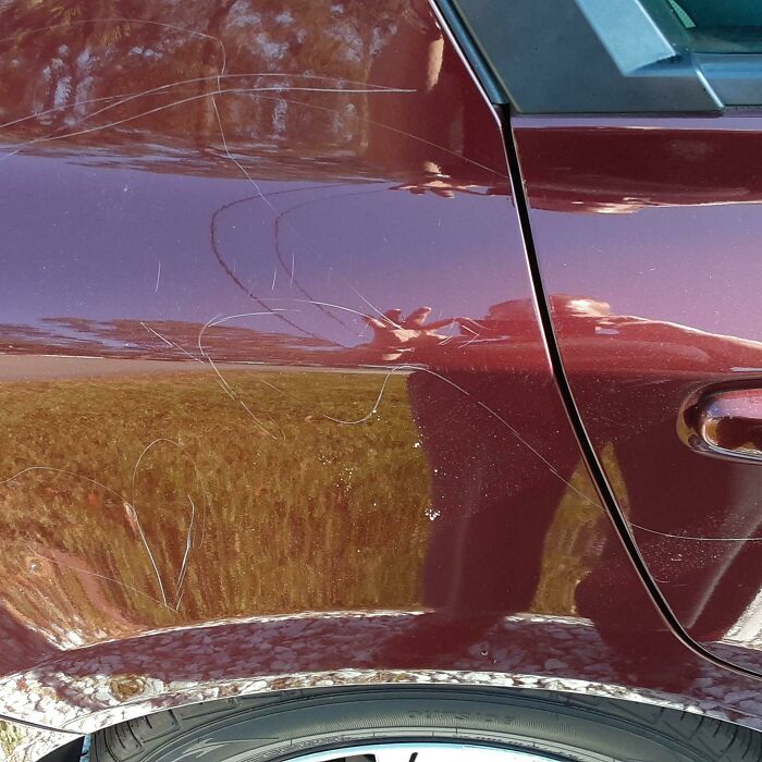 My Son Was So Excited To Show Me The Art He Drew On My Car With A Rock