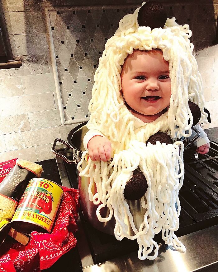Can’t Resist Sharing My Little Spaghetti And Meatballs On Her First Halloween