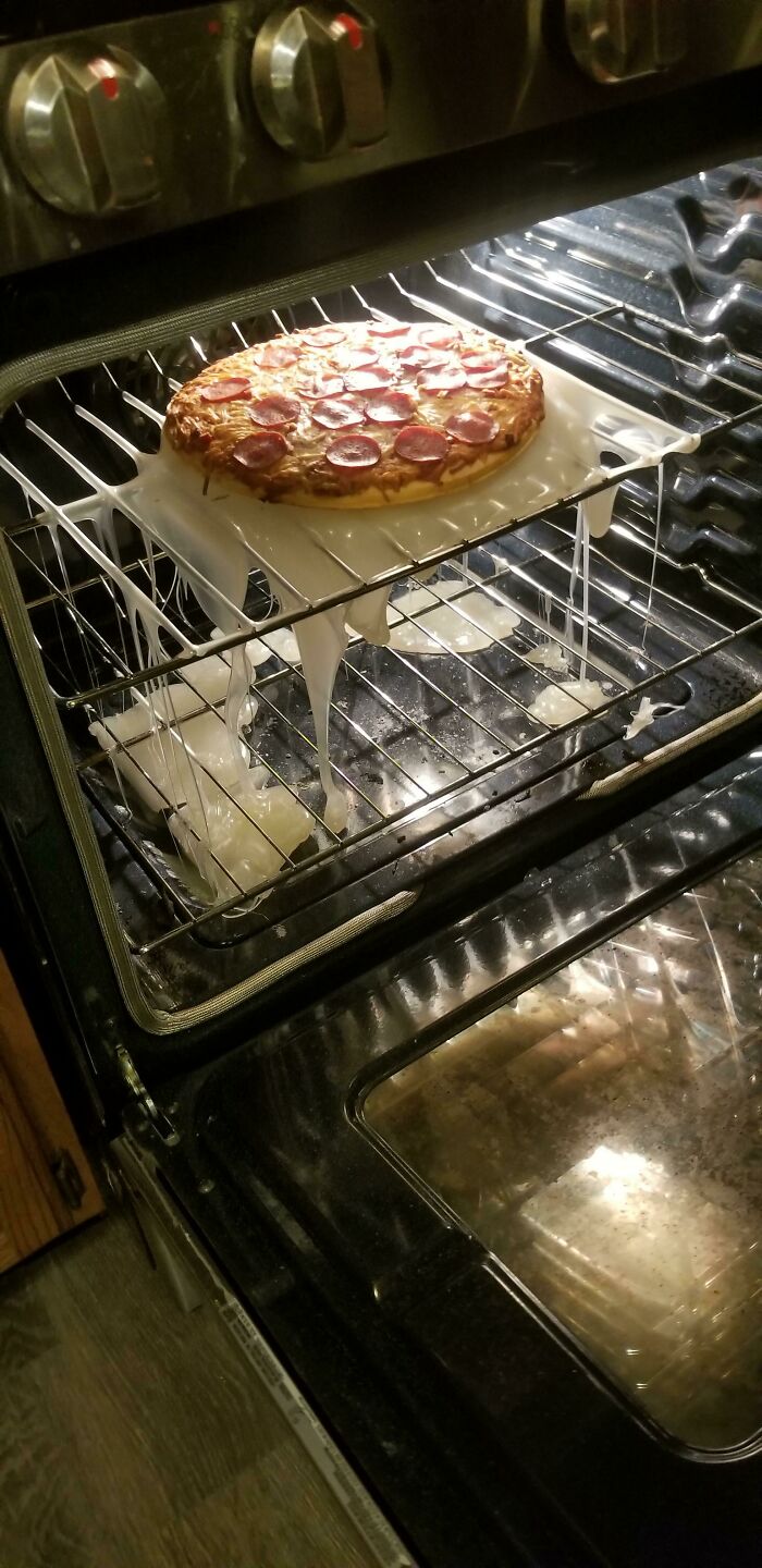 My Daughter Used A Plastic Cutting Board For A Pizza Pan