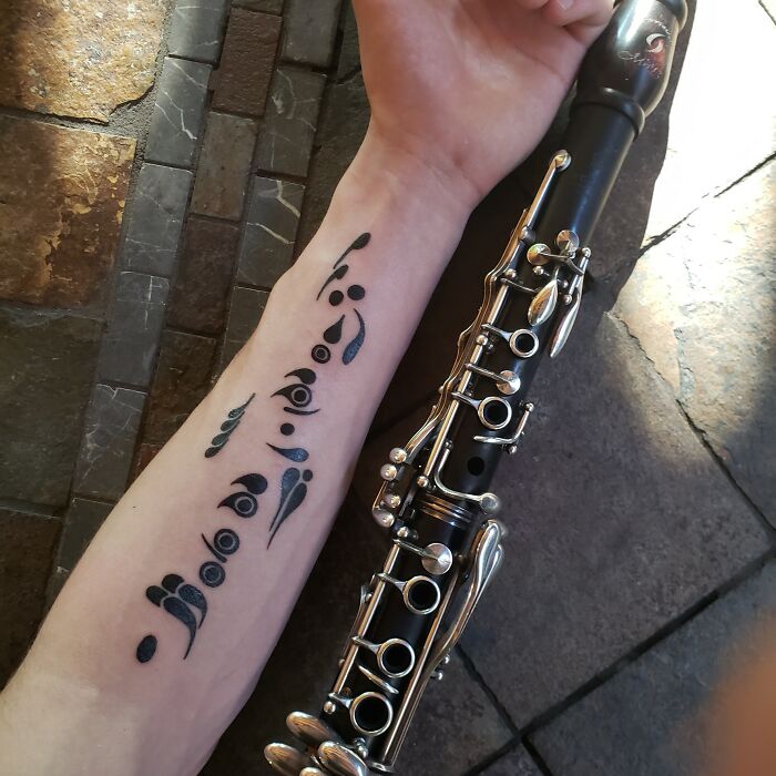 First Tattoo! Clarinet Designed By My Father And Done By Pascal Guimond At Sinister Skin In Port Moody BC