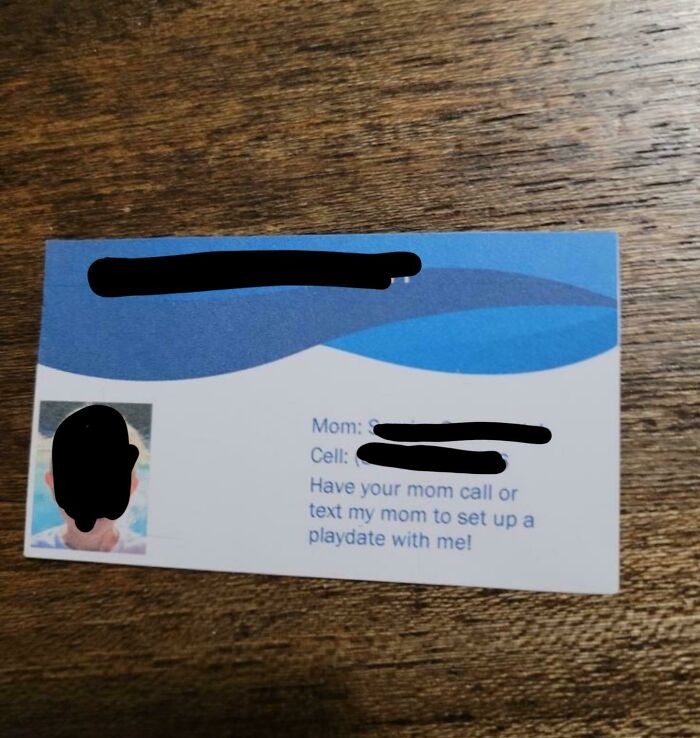 My Son Received A "Business" Card From A Classmate
