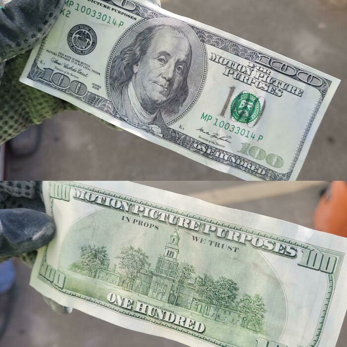 Coworker Found A "Motion Picture Use" $100 On Our Construction Site