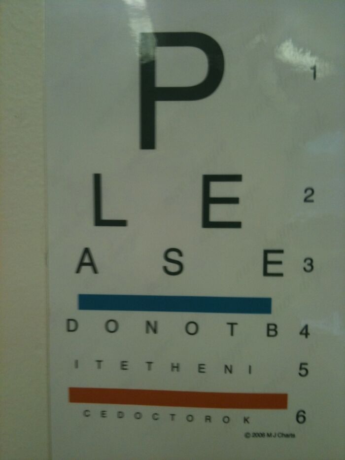 Took Me Too Long To Figure Out Why My Vet Had An Eye Chart