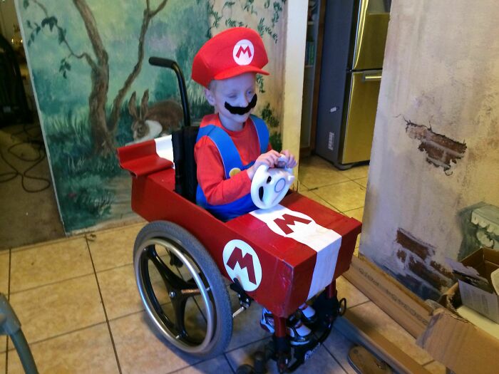 My Son Has Cerebral Palsy And He Is In A Wheelchair. He Also Loves Mario Kart. So, I Made Him This For Halloween