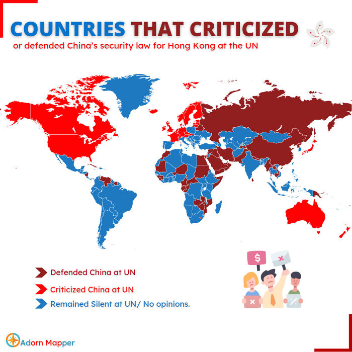 Countries Which Criticized/Defended China Security Law For Hk At Un