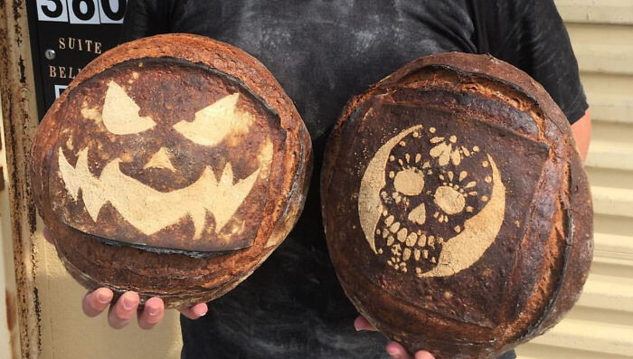 Mi amigo hizo panes artesanales con temática de Halloween