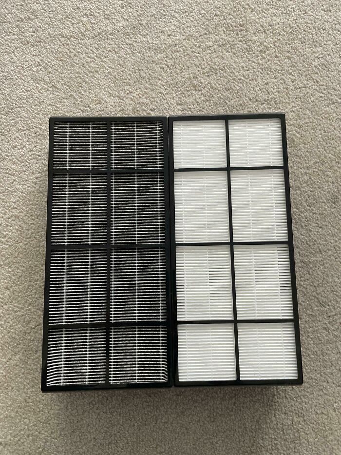 Old Air Purifier Hepa Filter On The Left vs. Brand New One On The Right