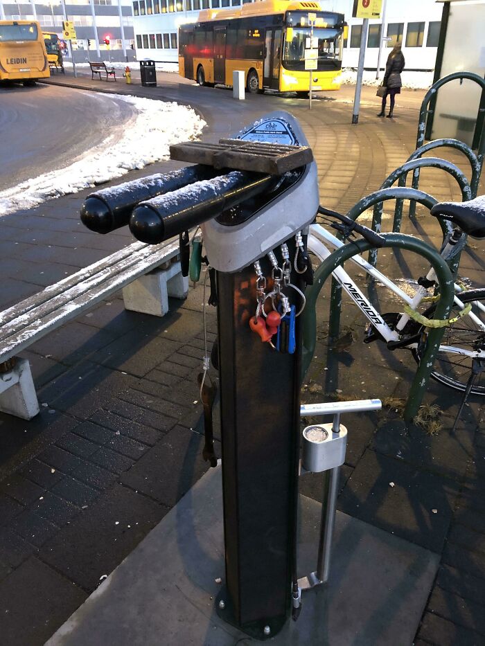 This Public Bike Service And Repair Station In Reykjavik