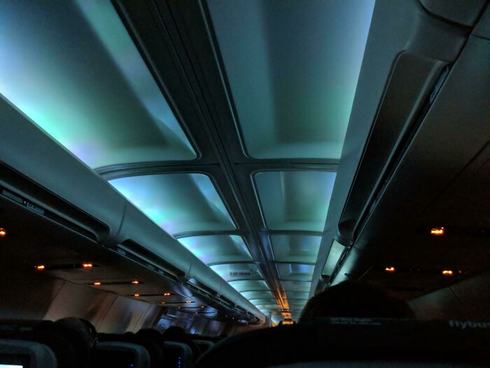My Flight To Iceland Has Aurora Style Lighting