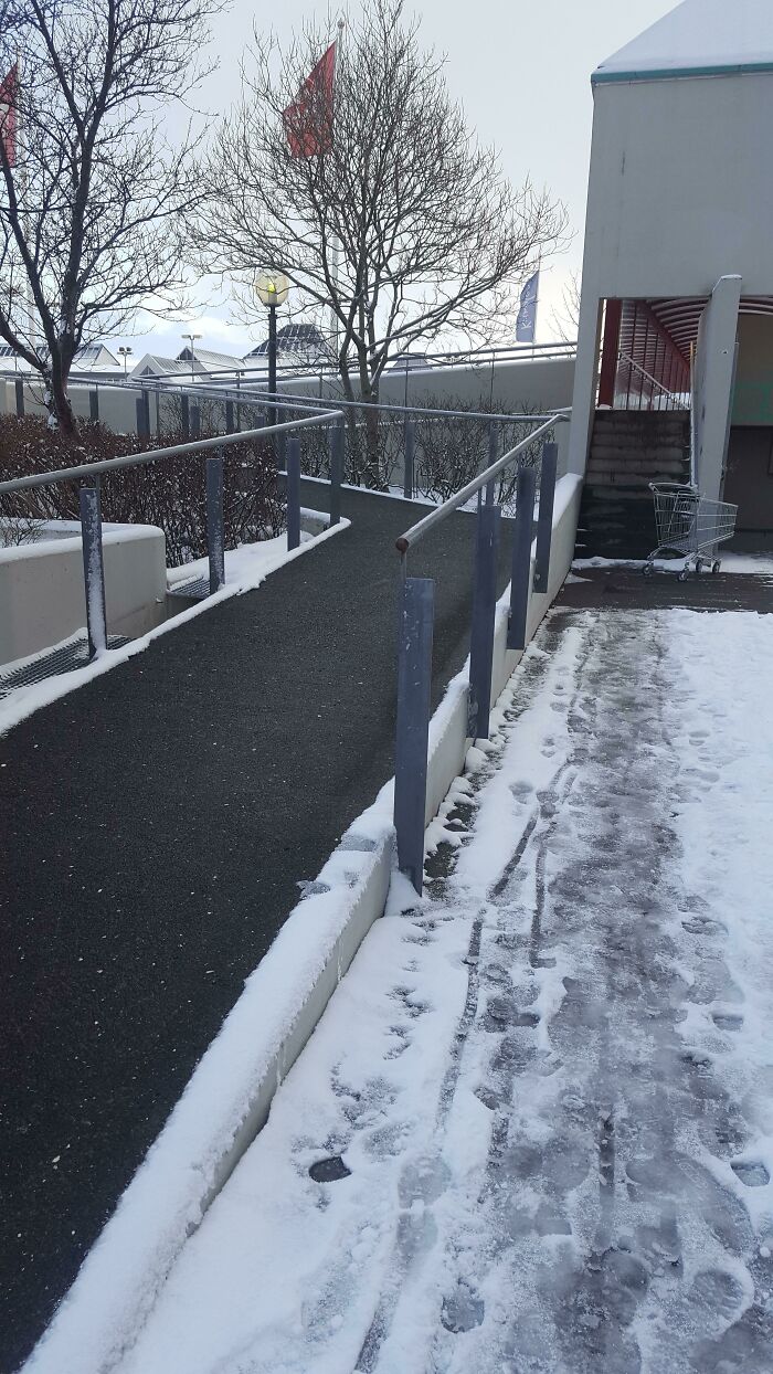 This Pavement In Iceland For Wheelchairs Is Warmed Up So They Don't Slide Down