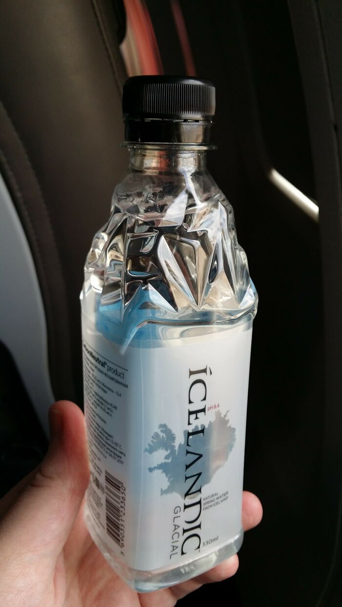 This Water Bottle On Board Iceland Air Is Shaped Like An Iceberg