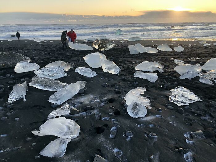 Chunks Of Ice On Iceland’s Diamond Beach