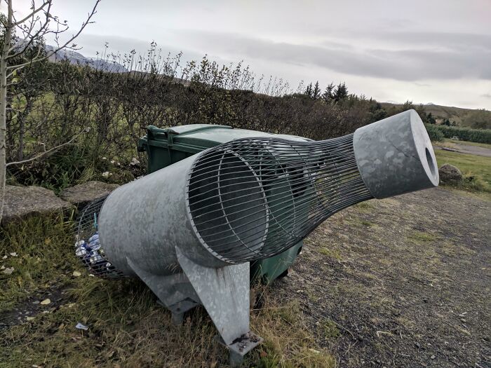 This Recycling Bin Shaped Like A Bottle In Blonduos, Iceland