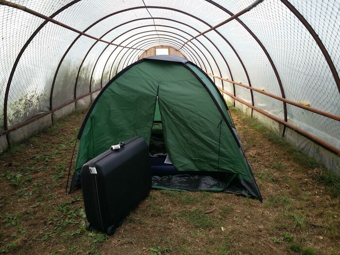 Campsite Inside A Greenhouse To Keep Us Warm (Hverinn, Iceland)