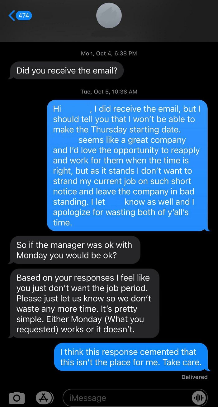 Recruiters Response After Being Told I Can’t Start On A Two Days Notice