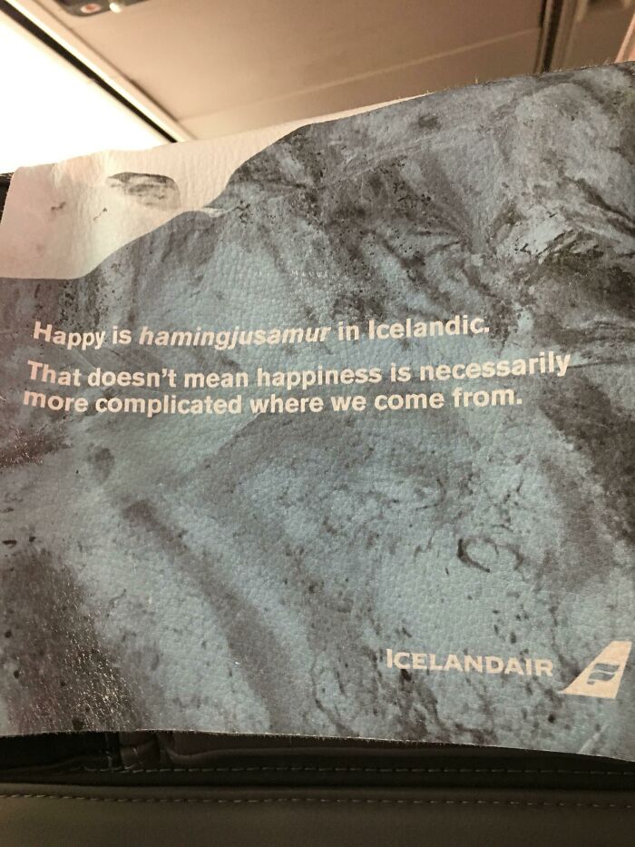 On My Flight To Iceland, The Cover On The Back Of Your Seat Has A Fun Fact