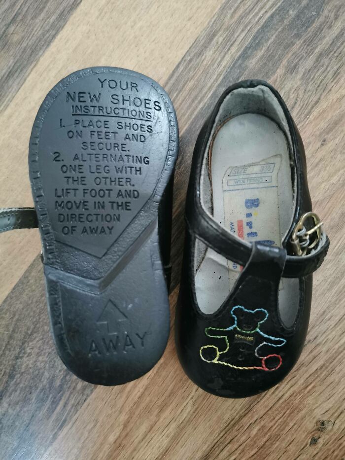 My First Ever Shoes (From The Early 1980s) With Some Useful Instructions On The Sole