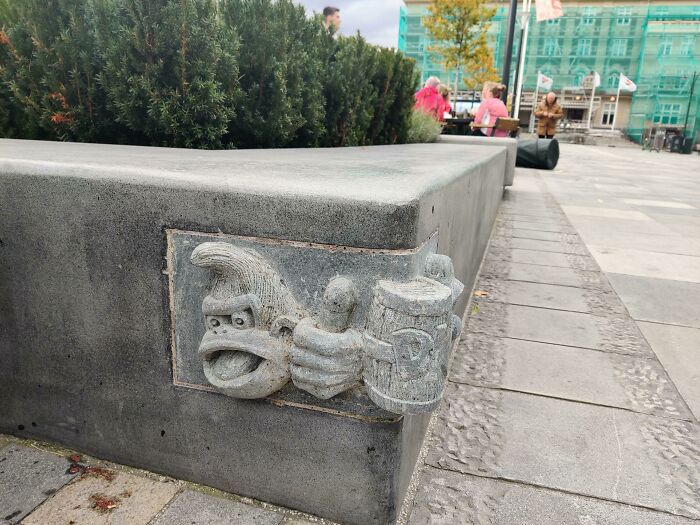 Donkey Kong Sculpture On Public Square Bench In Trondheim, Norway
