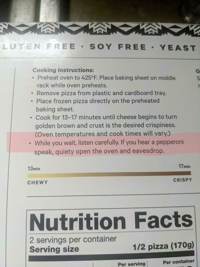 The Back Of A Frozen Pizza Box