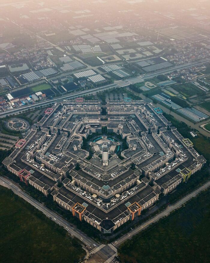 Abandoned Pentagon Shaped Complex In Shanghai, China