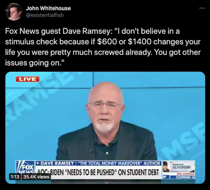 Dave Ramsey Thinks The Stimulus Should Be Much Larger(?)
