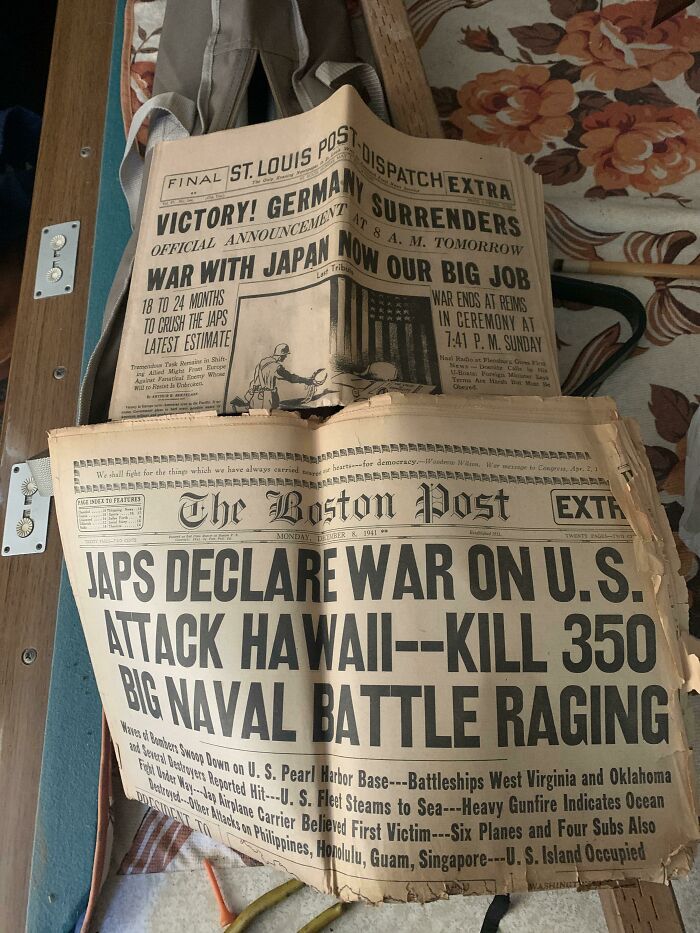 Estos periódicos viejos estaban en el sótano de mi abuelo
