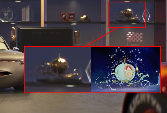 In Cars 3 (2017), You Can See The Carriage From Cinderella (1950) On A Shelf In Sterling's Office