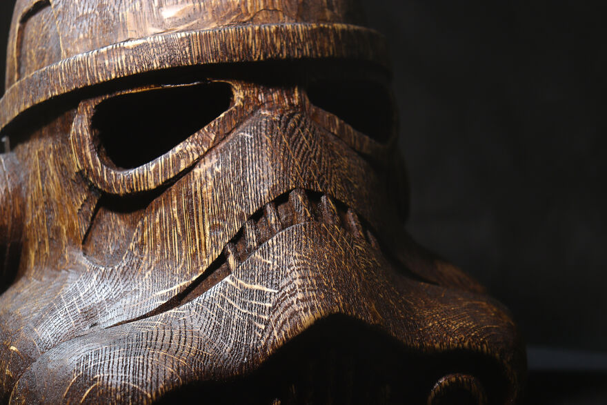 Wooden Imperial Stormtrooper Helmet. Wood Carving