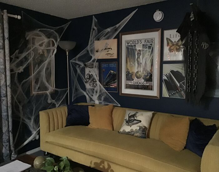 We Cover This Corner In Spiderweb Every Year. The Rest Of The Room Is Decorated Too.
