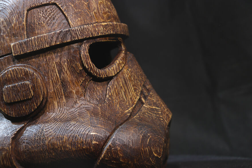Wooden Imperial Stormtrooper Helmet. Wood Carving