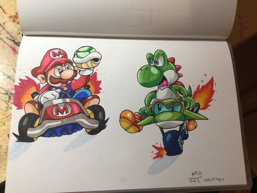 Yoshi vs. Mario!
