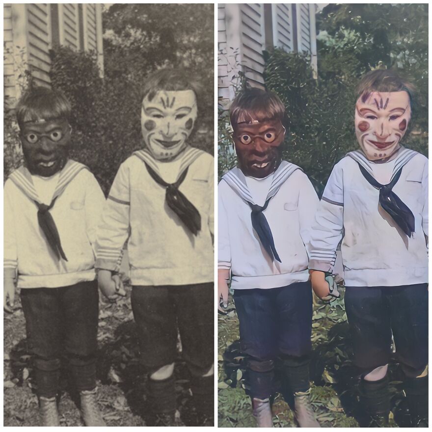 Two Young Boys Ready For Halloween