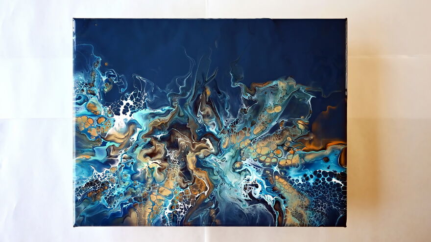 Acrylic Pouring With Hair Dryer ~ Abstract Ocean Painting ~ Dutch Pour