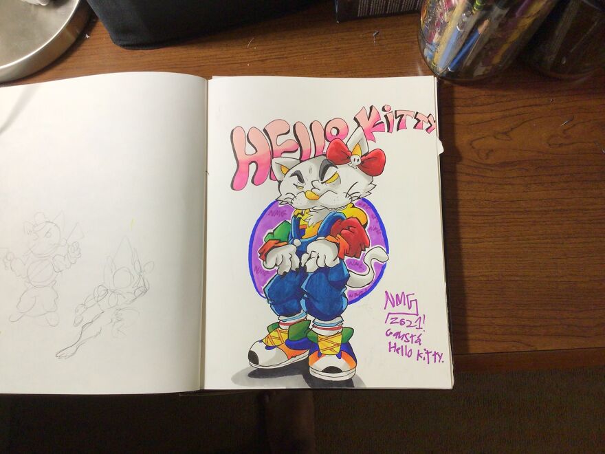 I Drew Hello Kitty If She Was A Ganster!!!