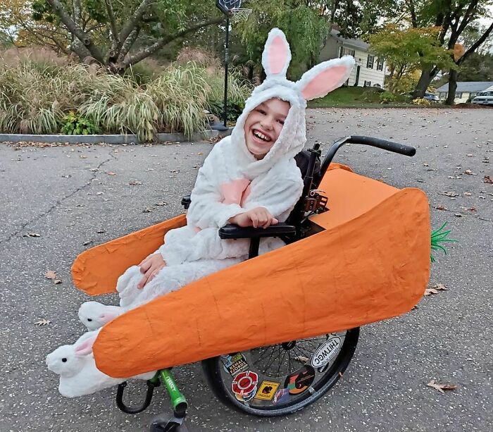 Sam Was Single-Minded About What He Wanted To Be This Year For Halloween. He Knew He Wanted To Be A Bunny And The Wheelchair Had To Be A Carrot