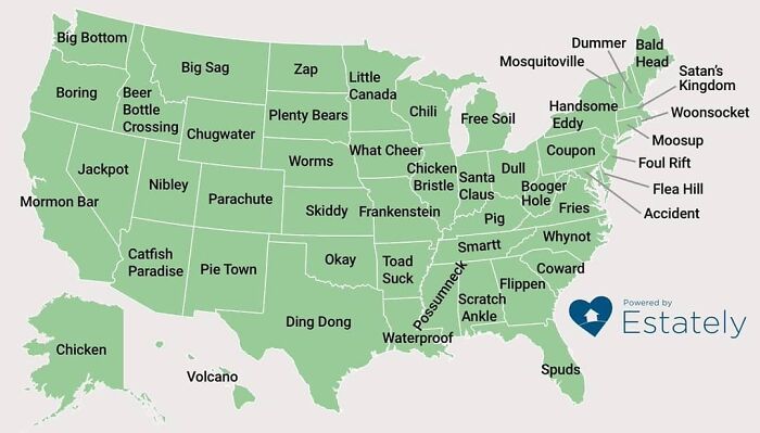 Most Oddly Named Town In Each Us State