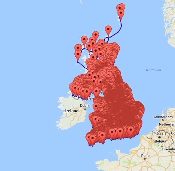 For Everyone In The UK Waiting For The 12th Of April. A Map Of Every Pub In The UK