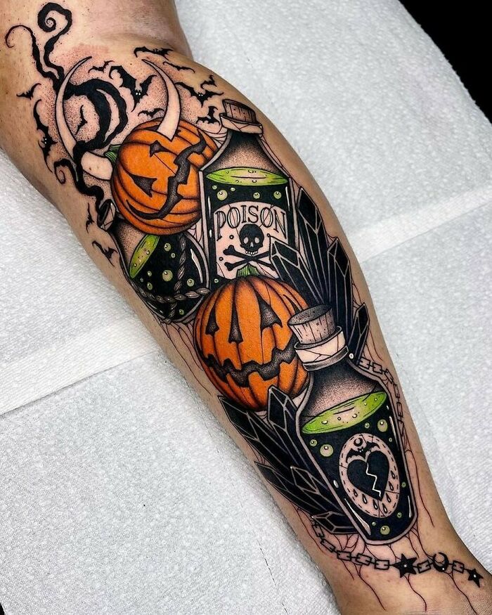 Mummy creature addition to a Halloween leg sleeve Done at the Motor City  Tattoo convention by Jesse Smith from Loose Screw tattoo Richmond VA  r tattoos