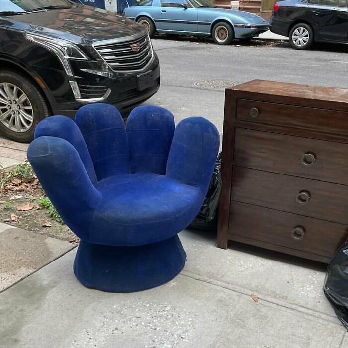 This Blue Hand Chair Deserves A Caption Contest!