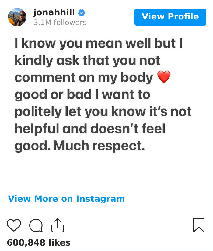 Jonah Hill Is Tired Of People Making Remarks On His Body And Asks Fans To Stop Commenting On It Jonah Hill Is Tired Of People Making Remarks On His Body And Asks Fans To Stop Commenting On It