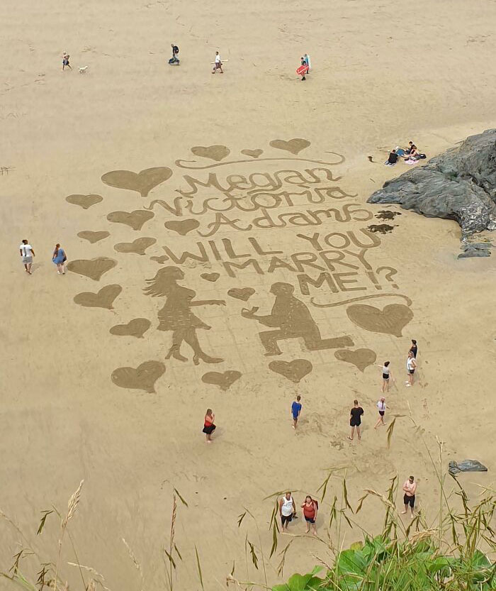 Saw This Today On Towan Beach, Newquay... We Can Be A Romantic Bunch. Congratulations Whoever You Are