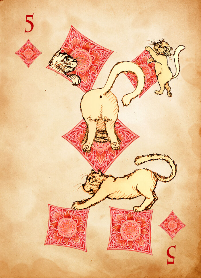 I Drew Funny Cats And Made Playing Cards For Cats Lovers (7 Pics)