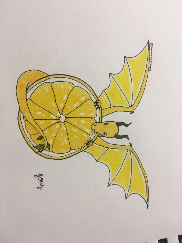 Inktober Drawing- A Lemon Dragon